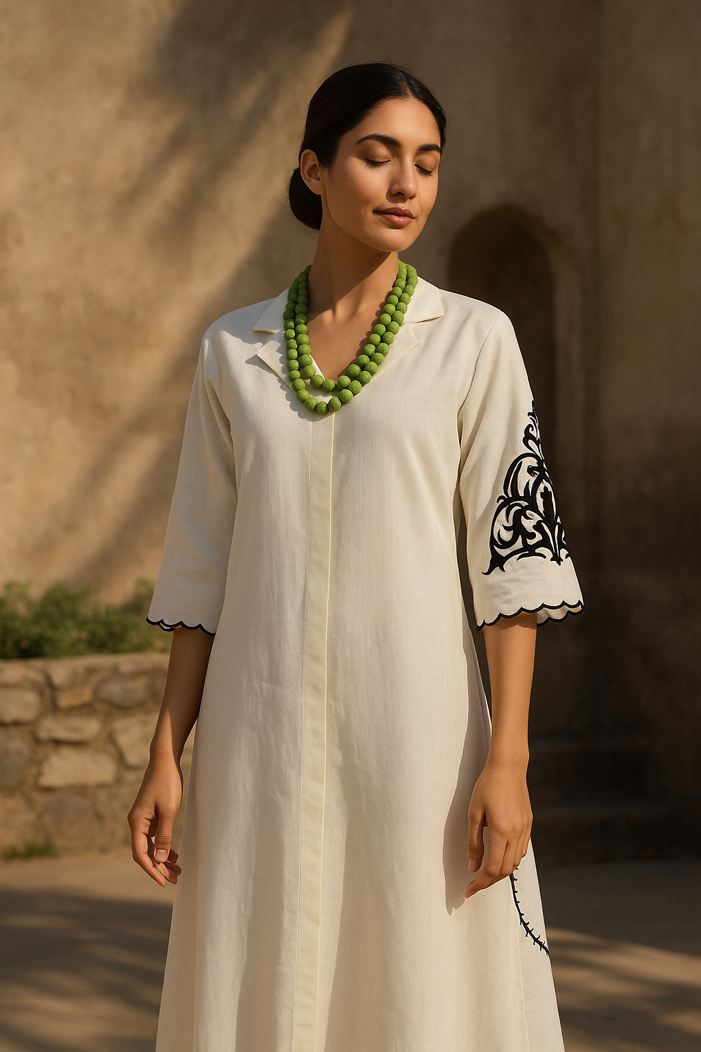White Cutwork Midi Dress