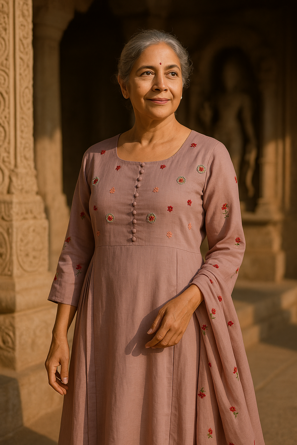 Mul Cotton Hand Embroidered Dress