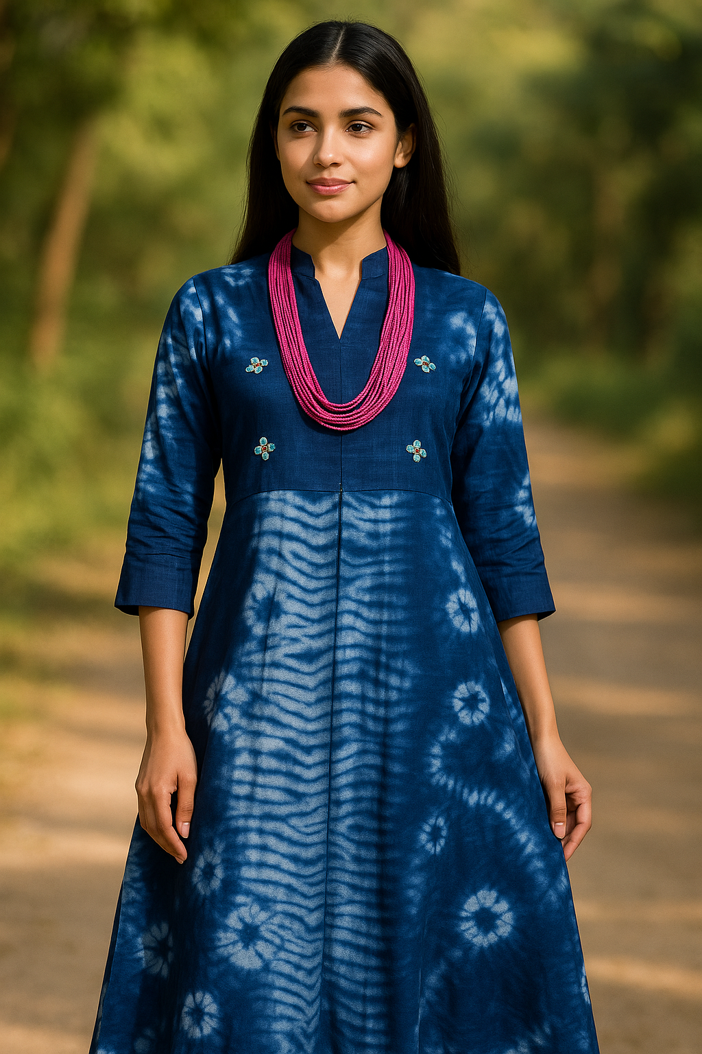 Indigo Shibory Linen Kurti
