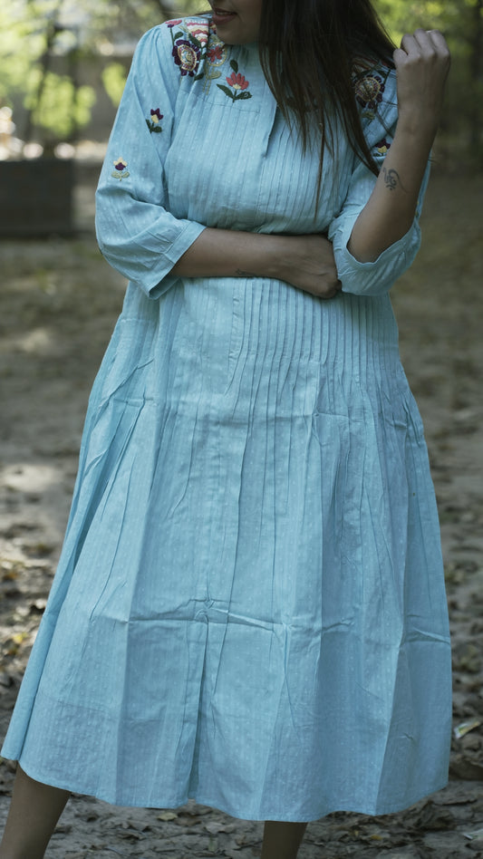 Dobby Cotton Dress with Bullion Embroidery Work