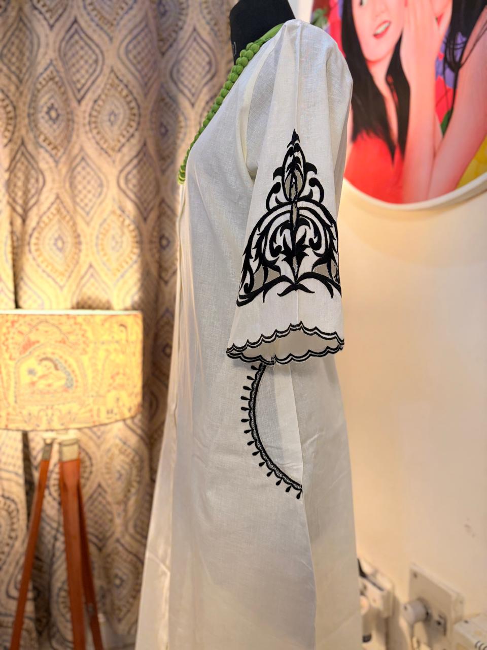 White Cutwork Midi Dress