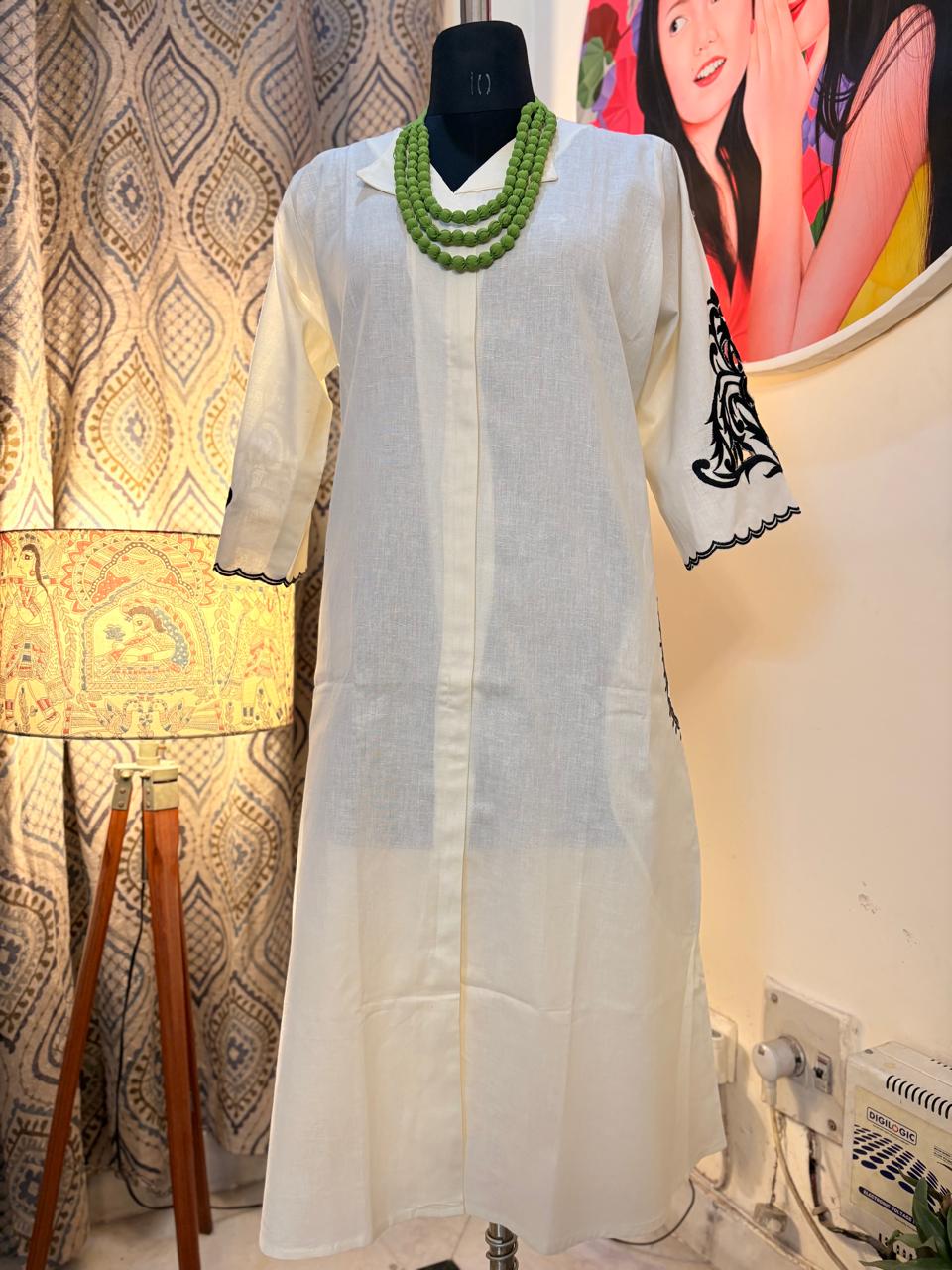 White Cutwork Midi Dress