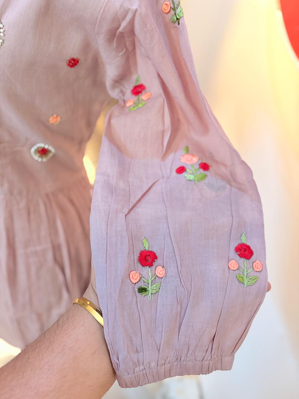 Mul Cotton Hand Embroidered Dress