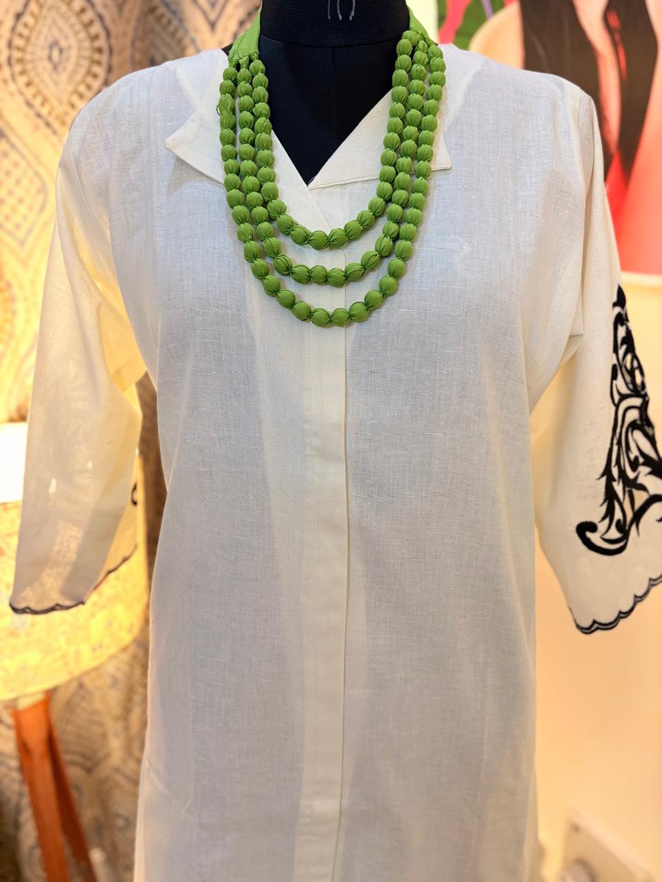 White Cutwork Midi Dress