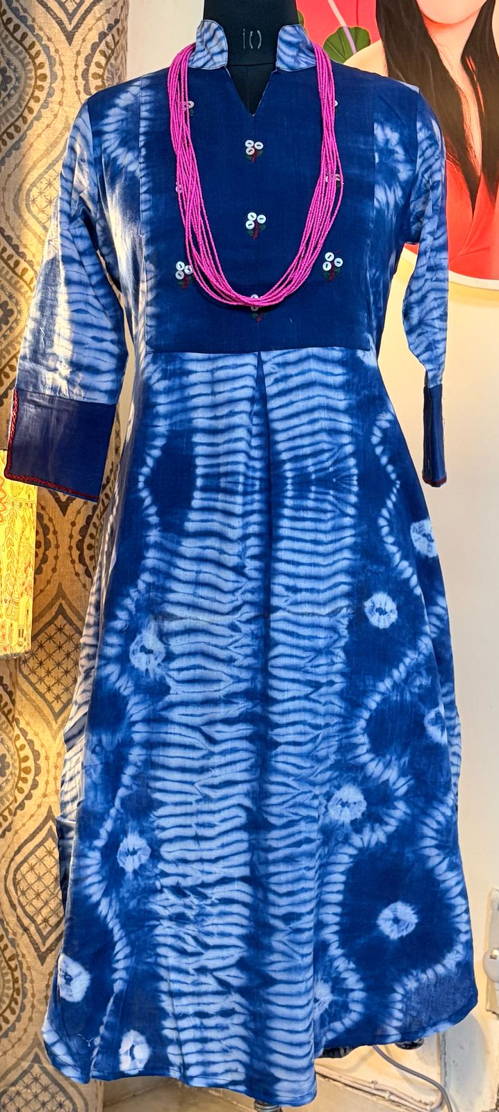 Indigo Shibory Linen Kurti