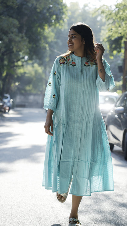 Dobby Cotton Dress with Bullion Embroidery Work