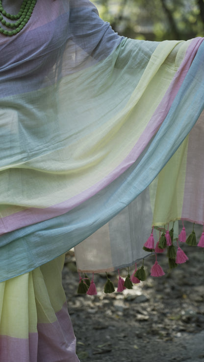Mul Cotton Multi Color Saree