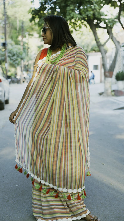 Mul Cotton Multicolor Stripes Saree