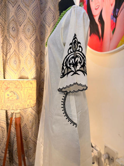 White Cutwork Midi Dress