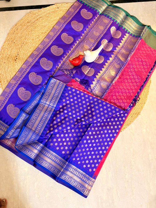 Zari Kota Saree with Dual Color Border