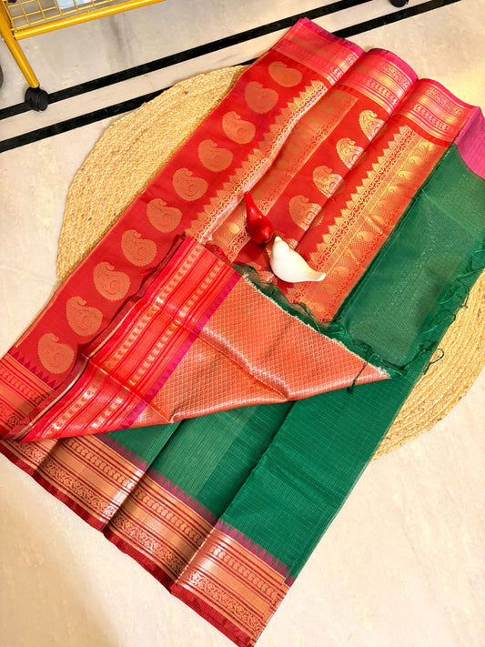Kota Zari Saree with Dual Color Border